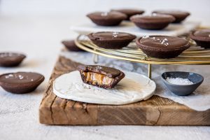 Chocolate Salted Caramel Mini Tartlets with Carême Chocolate Shortcrust Pastry