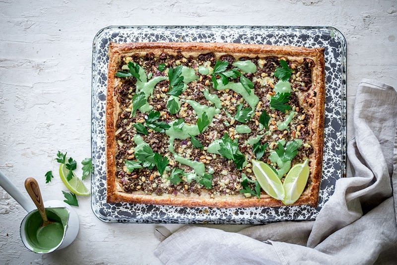 Moroccan Lamb Tart with Spelt Puff Pastry