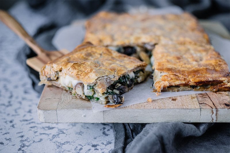 Mushroom & Spinach Slice with Spelt Puff Pastry