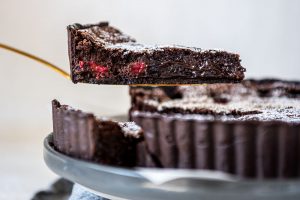 Raspberry Chocolate Brownie Tart with Carême Chocolate Shortcrust Pastry