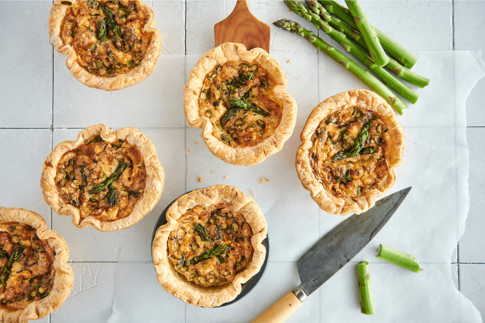 Tangy, creamy goat’s cheese and fresh asparagus is topped with tarragon and encased in rich sour cream shortcrust pastry to create an entrée to die for. Bring a little luxe to your table this Christmas with these crowd-pleasing tarts that are sure to impress even the most discerning of eaters